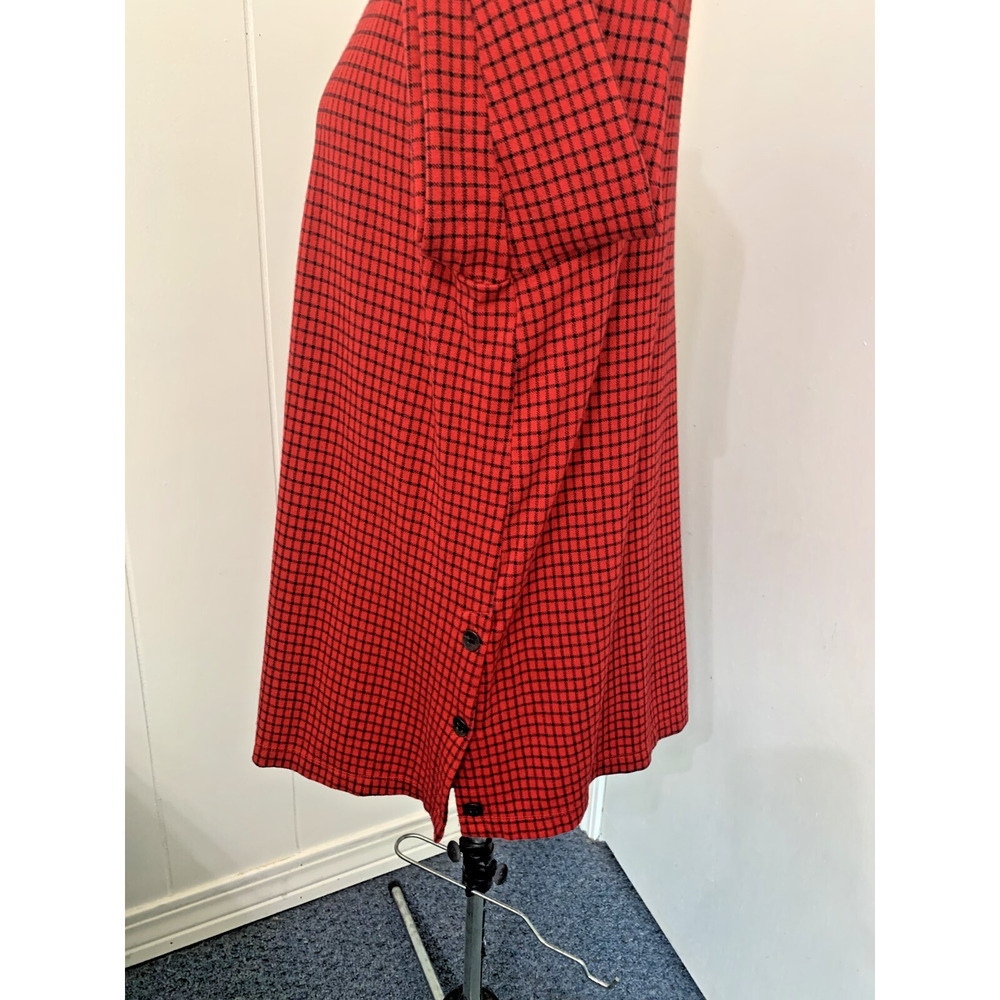 J Jill Ponte Red/Black Plaid Pull Over Tunic Top Size XL Lagenlook Artsy Holiday - Picture 4 of 9
